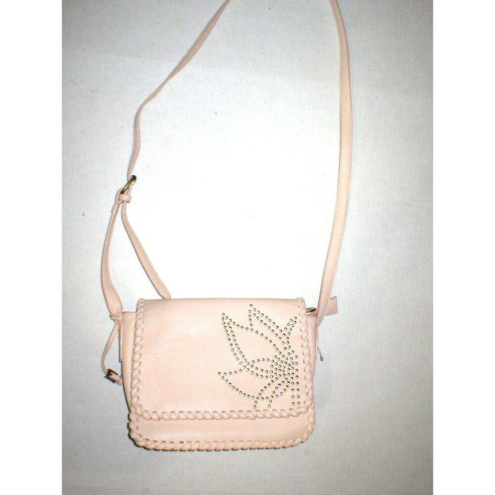 New Vegan Leather Hayden Harnett Studs Crossbody Beige Handbag Logo Womens Bag